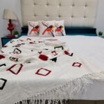 Luxurious Embroidered Cooling Fall Throw Blanket with Fringes