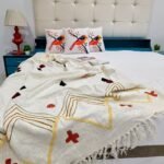 Decorative Hand Embroidered Farmhouse Throw Blanket