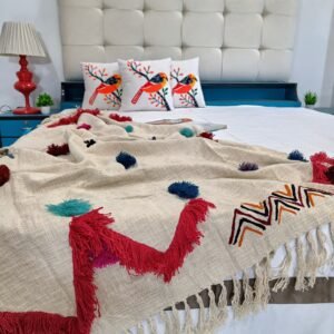 Decorative Colorful Moroccan Blanket with Fringes