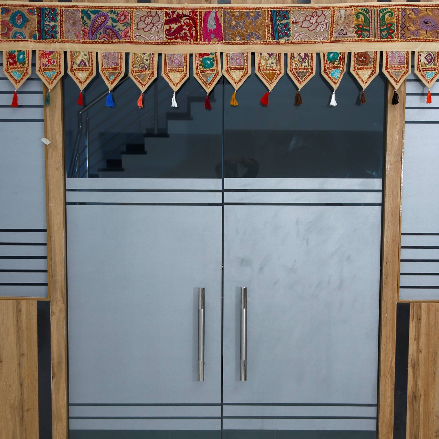 Indian Embroidered Toran Door Hanging - Vintage Patchwork, 100% Cotton, Multicolor (40x44 Inch)