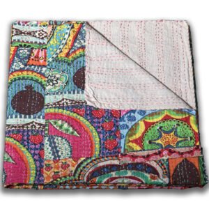Rustic Kantha Quilted Blanket