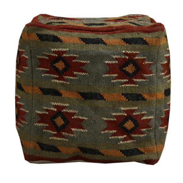 Vintage Wool-Jute Pouffe Cover for Seating-1