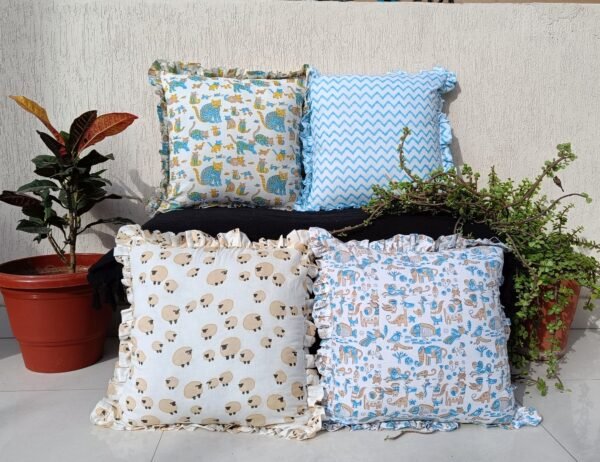 Premium Cartoon Kids Hand Block Printed Pillow Covers