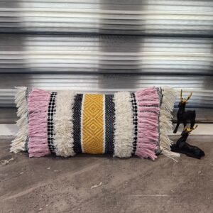 Handloom Fringed Bohemian Lumbar Pillow Cover